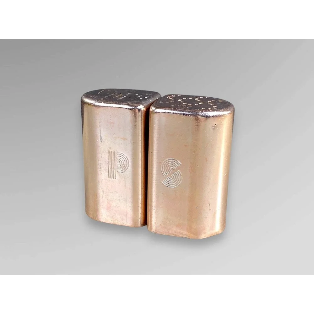 MCM Copper Look Aluminum‎ Salt Pepper Shakers Possibly Mirro